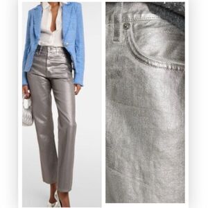Veronica Beard Daniela Straight-Leg Metallic Jeans size 30 NWT $348